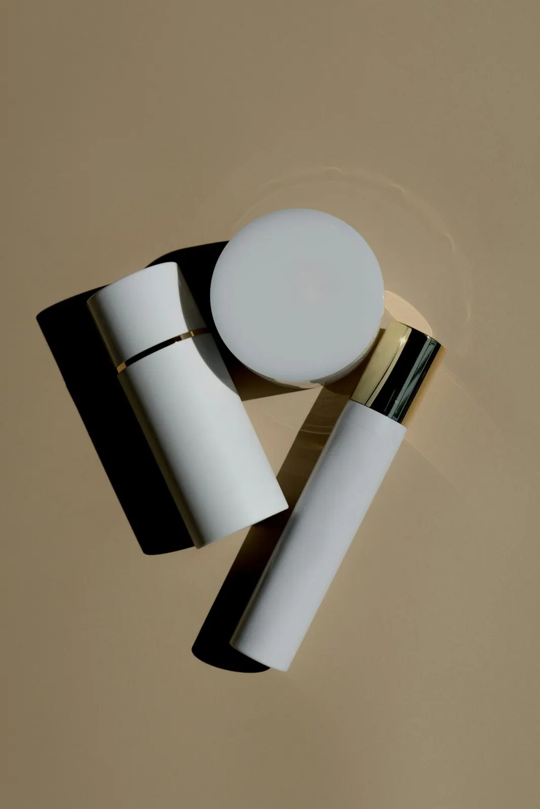 Skincare products in white bottles